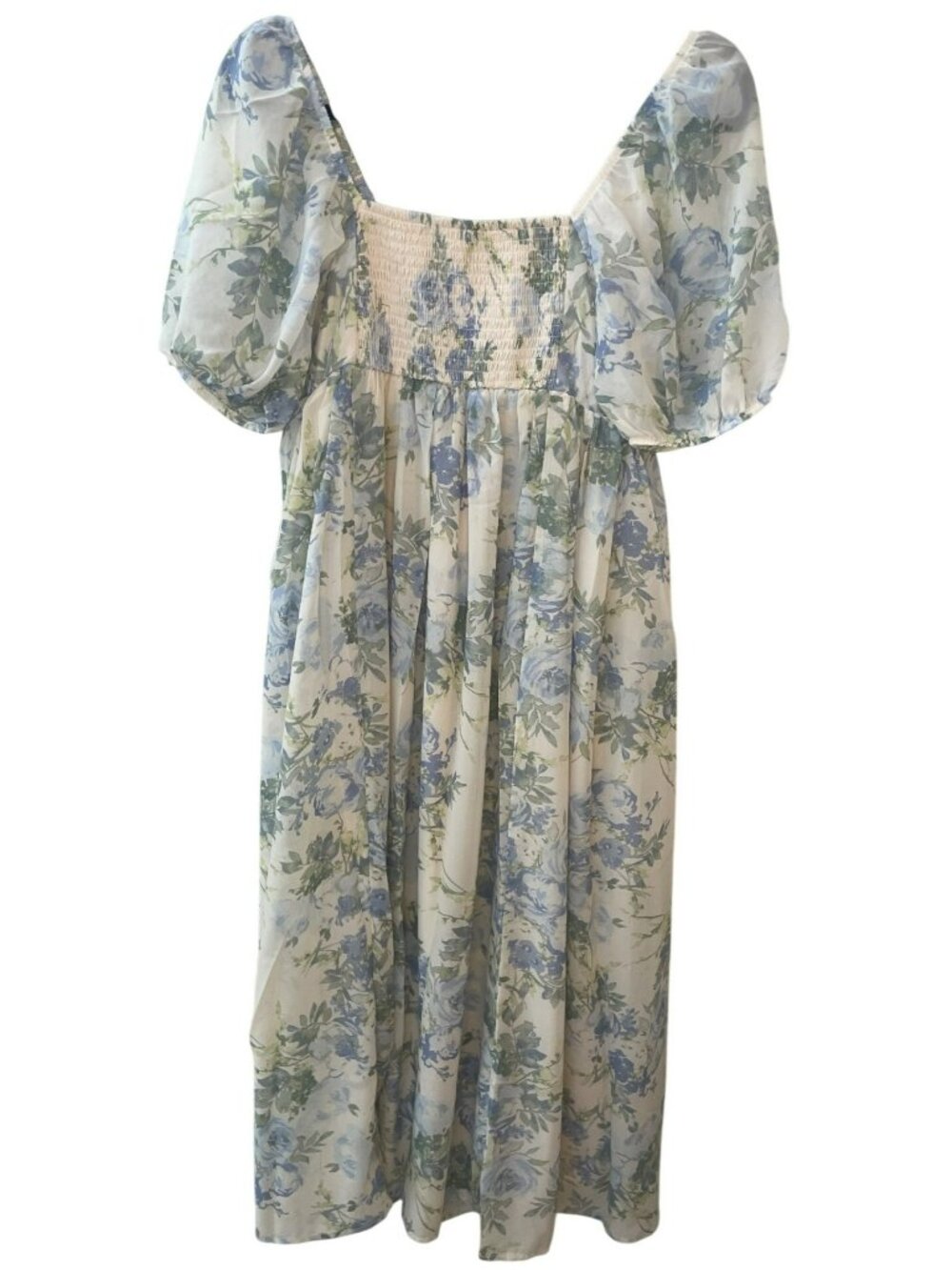 Wallflower Floral Maxi Dress With Puff Sleeves Pristine Watercolor Women's Sz S - Picture 2 of 9